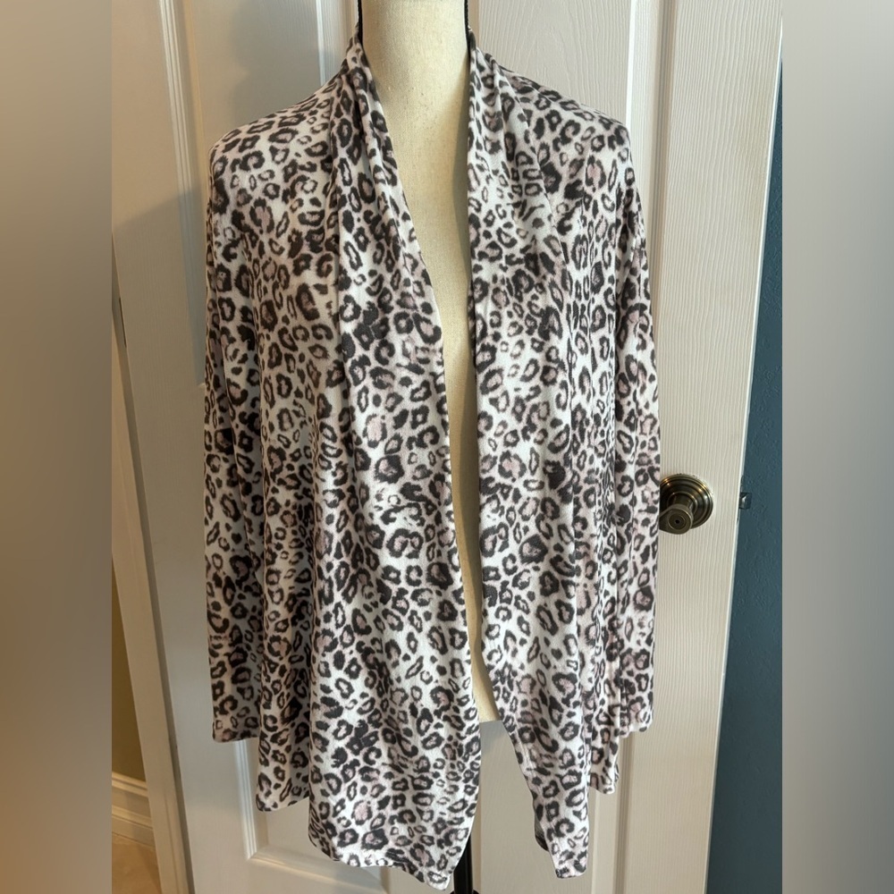 Wandering Dreams Cardigan Animal Print Athleisure Shawl Collar, No Closure Sz XL
